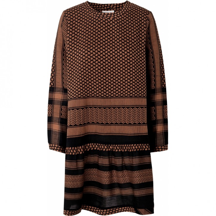 CECILIE COPENHAGEN Kleid DRESS 2,O, mit Langen Ärmeln in Kufiaymuster braun 302