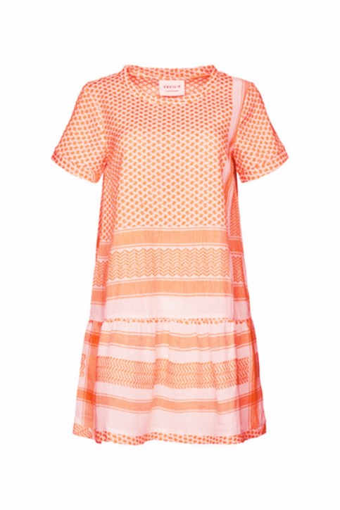 CECILIE COPENHAGEN Kleid 2, O, mit kurzen Ärmeln in Kufiaymuster orange 254