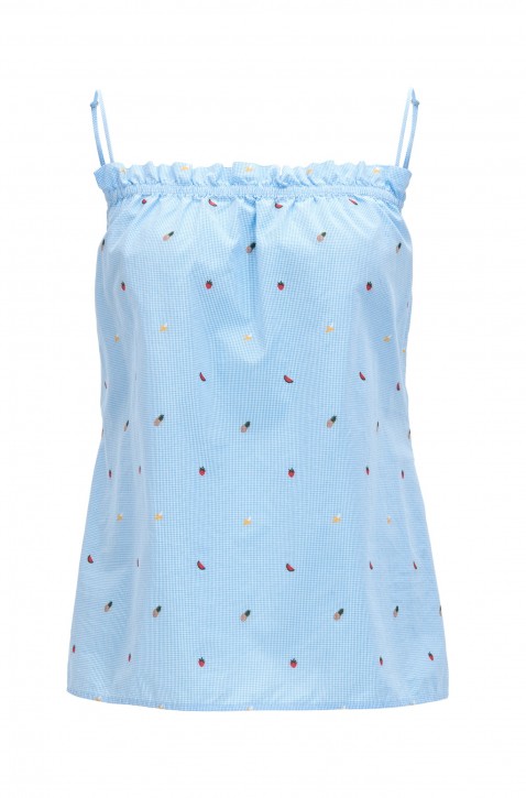 BOSS Gerafftes Trägertop Ciriesse aus Baumwoll-Jacquard hellblau 462