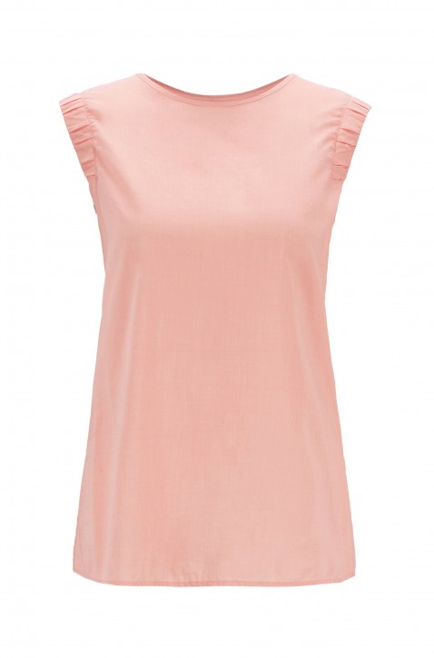 BOSS Ärmellose Regular-Fit Bluse CITRAVEL_2 aus Baumwoll-Mix mit gesmokten Armlöchern hellorange 835