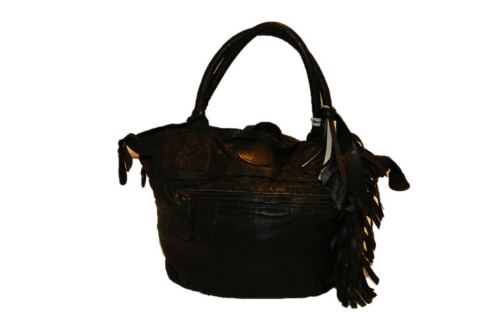 GEORGE GINA & LUCY LEDERTASCHE CROSSN FRINGES 2 FARBE BROWN 78