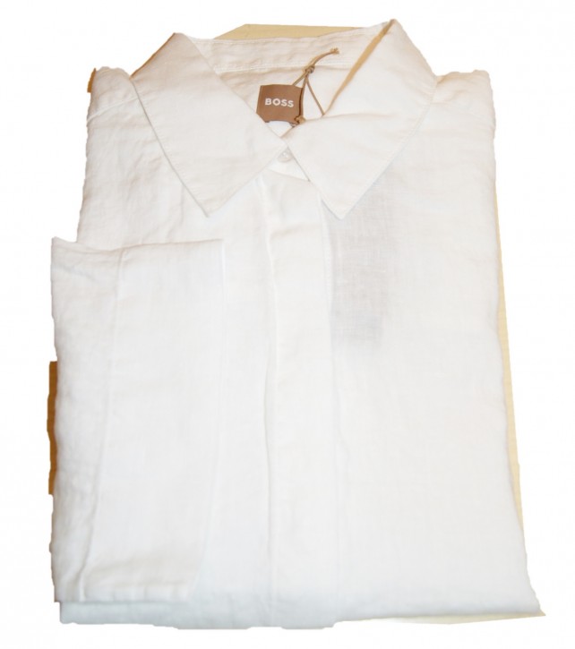 Hugo Boss Damen C_Bilina Bluse mit verdeckter Knopfleiste weiß 100