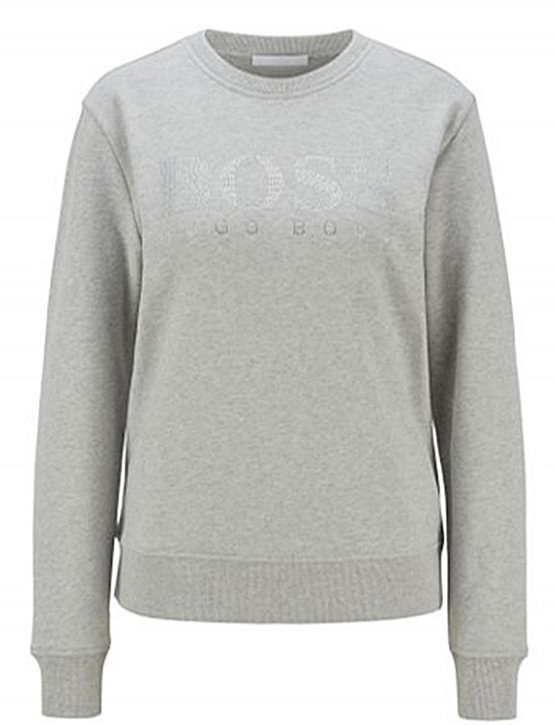 HUGO BOSS Sweatshirt C_Ebossa aus French Terry mit kristallbesetztem Logo Farbe grau 040 S