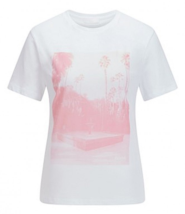 Hugo Boss T-Shirt C_Eima1 aus Bio-Baumwolle mit Rundhalsausschnitt und Foto-Print weiss 101 Print rosa
