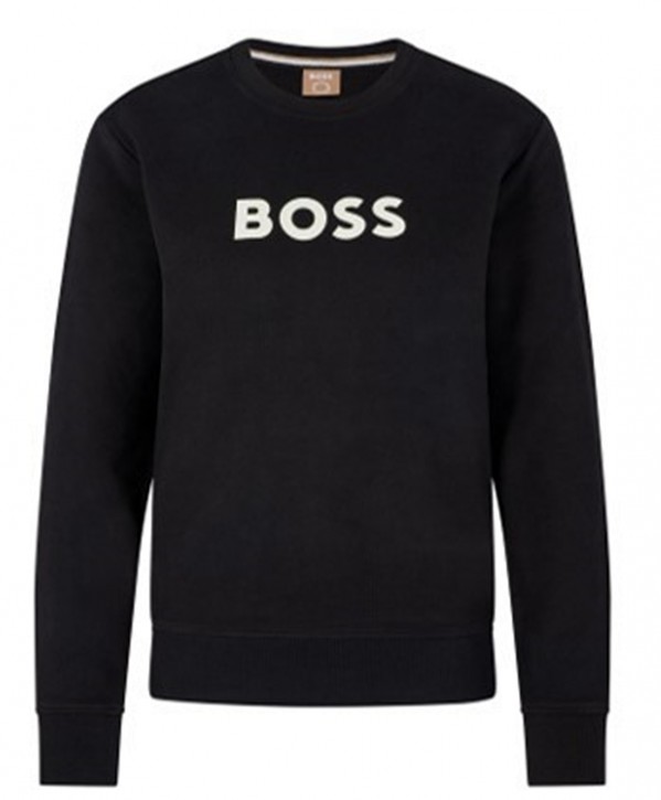 Hugo Boss Baumwoll-Sweatshirt C_Elaboss_6 aus French Terry mit Logo-Print schwarz 001
