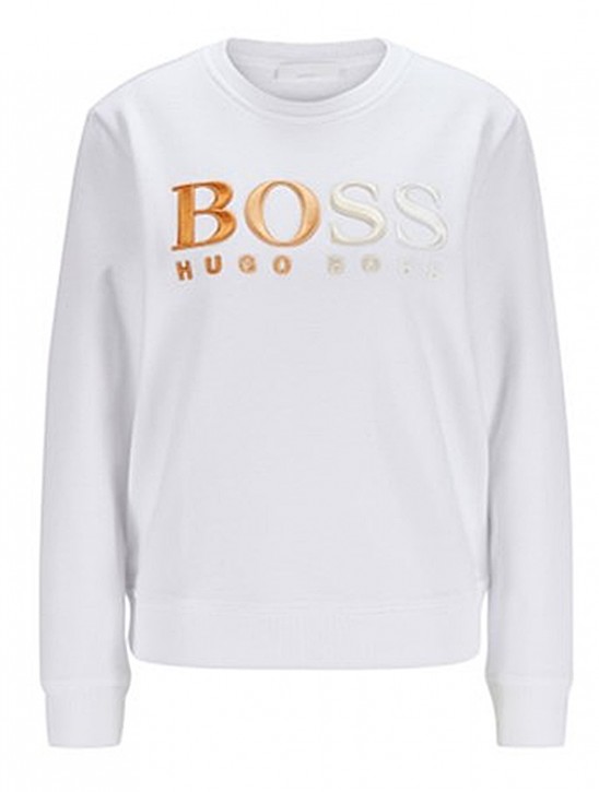 Hugo Boss Regular-Fit Sweatshirt C_Elaboss_ecom aus Bio-Baumwolle mit Dégradé-Logo weiss 100