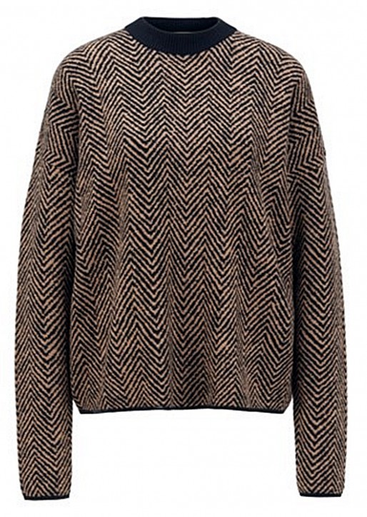 HUGO BOSS Strickpullover C_FADRINAS aus Jacquard mit Chevron-Muster der Kollektion 960