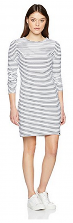 BOSS ORANGE KLEID DAMARINA FARBE WEISS-BLAU GESTREIFT 405