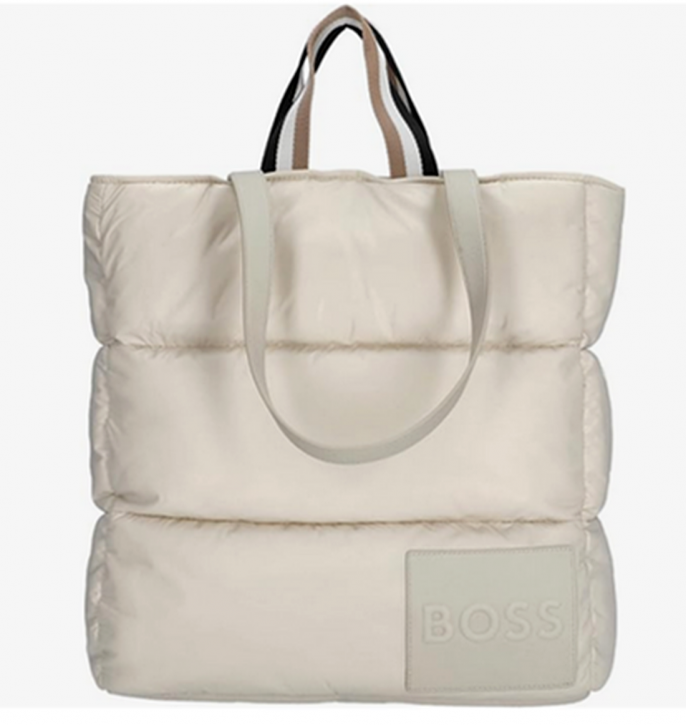 Boss Wattierte Tote Bag mit geprägtem Logo-Aufnäher Deva NS Tote-PN Open White 114