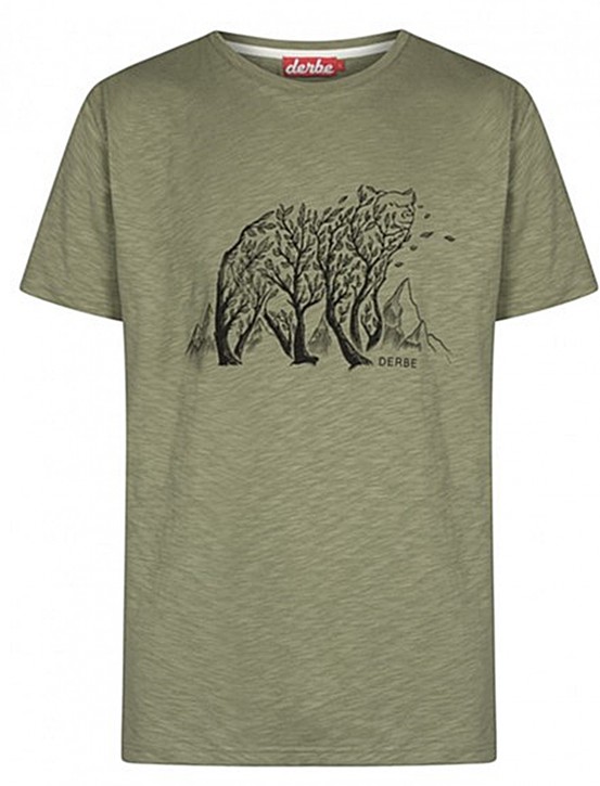 DERBE Herren T-Shirt Der Baum Bär M-04-TS-4015-FLA light olive 055