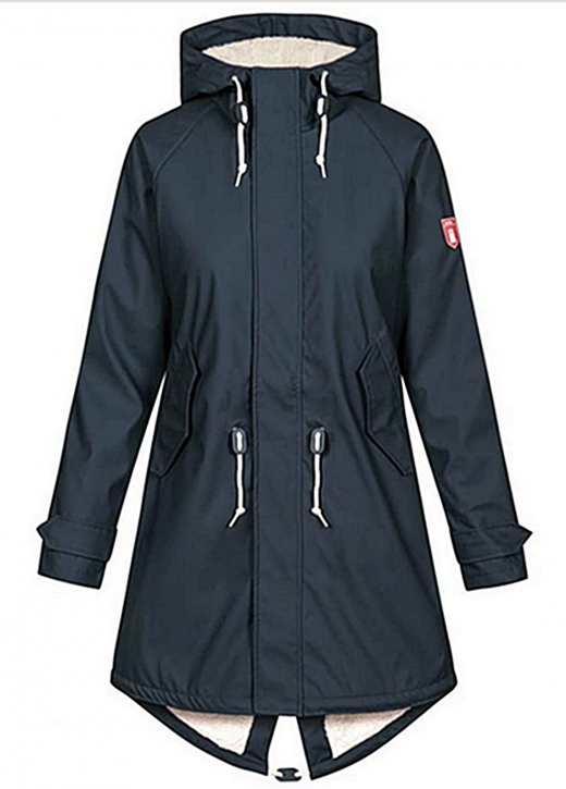 DERBE Travel Cozy Friese Tidaholm  Damen Regenjacke gefüttert dunkelblau 010