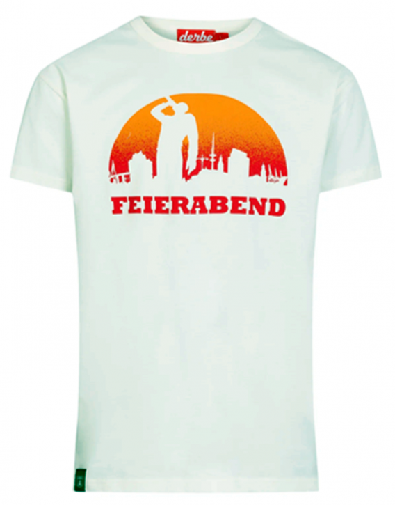 DERBE Einer Geht Noch Herren T-Shirt Orange Hafen Silhouette Feierabend Bier off white  023