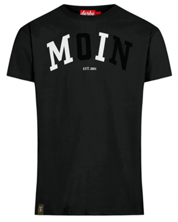 DERBE Moin Herren T-Shirt Zweifarbig Black Schwarz Weiß 090