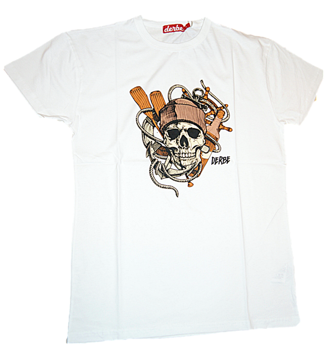 DERBE Totenkopf / Skull Herren T-Shirt Farbe weiss 020