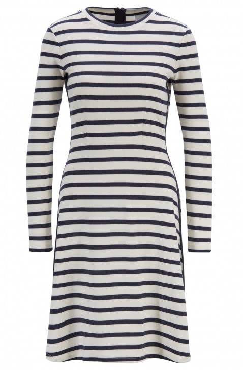 BOSS Slim-Fit Kleid DETAPE aus gestreifter Baumwolle mit Tape-Details