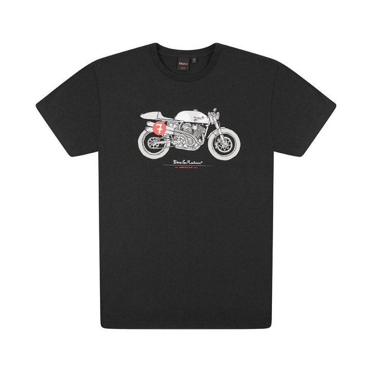 DEUS EX MACHINA T-Shirt Americans Tee mit Motorbike schwarz M