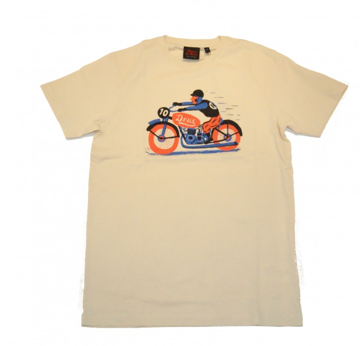 DEUS Tee Shirt NECRO TEE mit Motorrad Motiv Farbe off white M