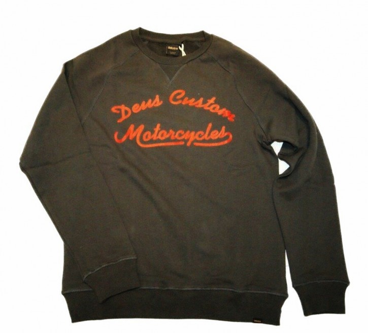 DEUS EX MACHINA Sweatshirt STADION CREW BELUGA mit Deus Costum Motorcyles Schriftzug Farbe schwarz