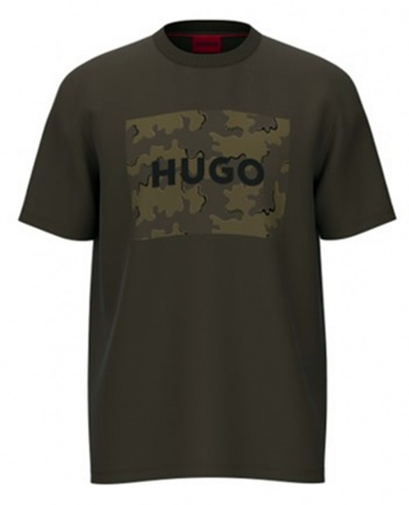 Hugo T-Shirt Dulive_U224 aus Baumwoll-Jersey mit Camouflage-Print und Logo oliv 303