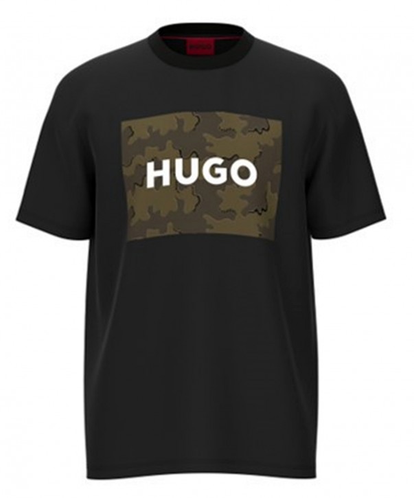 Hugo T-Shirt Dulive_U224 aus Baumwoll-Jersey mit Camouflage-Print und Logo schwarz 001