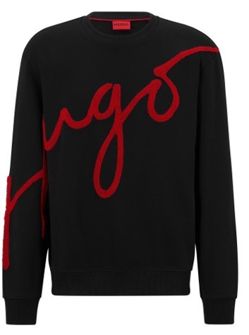 Hugo Regular-Fit Sweatshirt Diraffe aus Baumwoll-Terry mit handgeschriebenem Logo schwarz 001