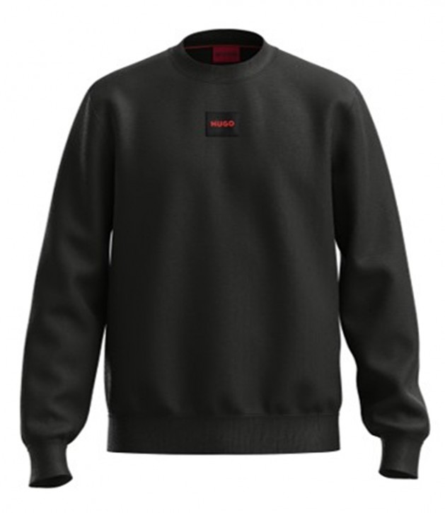 HUGO Sweatshirt Diragol212 aus Baumwoll-Terry mit schwarzen Logo-Etikett schwarz 007