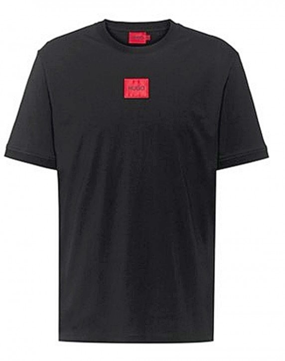 HUGO Baumwoll-T-Shirt Diragolino212 mit regulärer Passform und rotem Logo-Etikett Dunkelblau 405