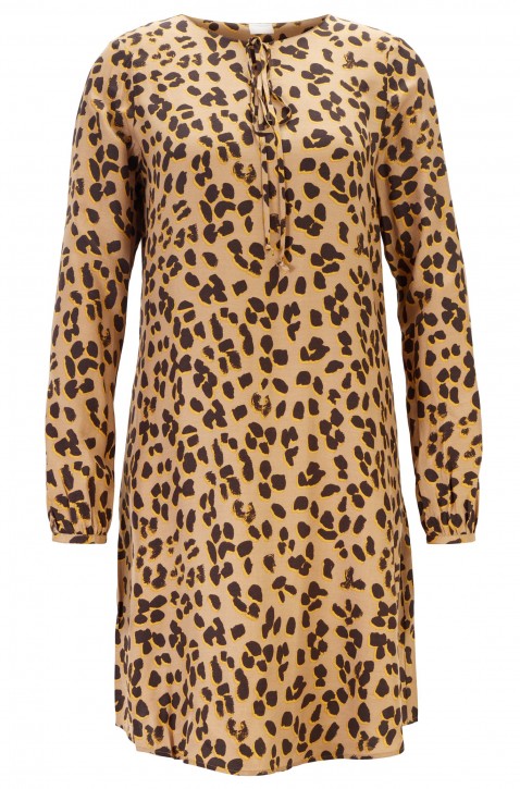 HUGO BOSS Tunikakleid EFFEL_1 aus bedrucktem Twill mit Seide Animalprint 963