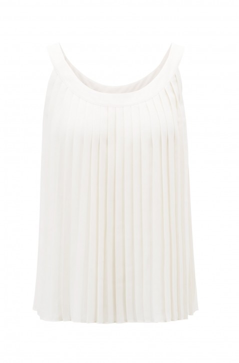 BOSS Ärmellose Regular-Fit Bluse ELERA aus leichtem Plissee natur 118