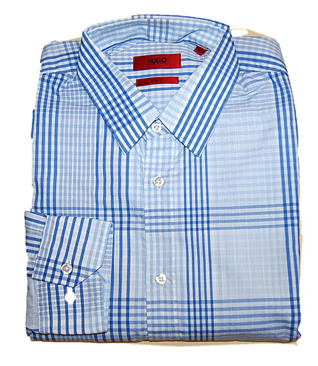 HUGO Slim-Fit Karo Hemd ELISHA aus Baumwolle blau 972