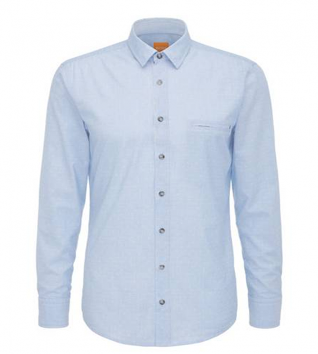 BOSS ORANGE REGULAR FIT SHIRT MIT RAUTEN DESSIN ELVEDGE FARBE HELLBLAU 460