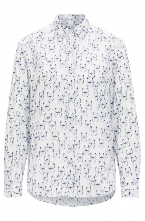 BOSS Emai_10  Bedruckte Bluse aus garngefärbter Baumwolle gemustert 996