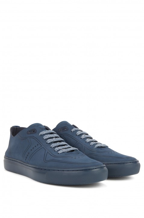 BOSS Sneaker Enlight_Tenn_unld  aus Nubukleder im Tennis-Stil dunkelblau 408