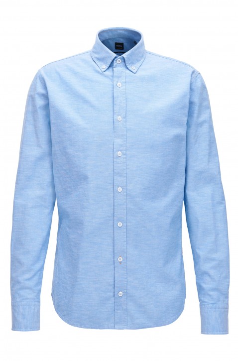BOSS Slim-Fit Hemd Epreppy_1 aus strukturierter Oxford-Baumwolle hellblau 460
