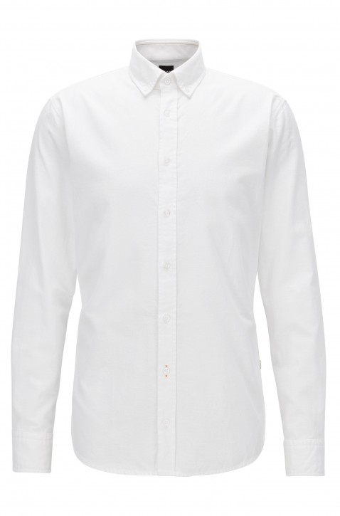 BOSS Slim-Fit Hemd Epreppy_1 aus strukturierter Oxford-Baumwolle weiss 100