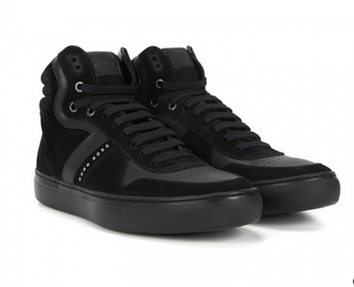 BOSS GREEN Hightop Sneakers ENLIGHT_HITO_SDMX aus Leder und Veloursleder