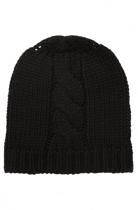 BOSS Mütze  FOSEA aus Woll-Mix mit Zopfmuster Farbe schwarz