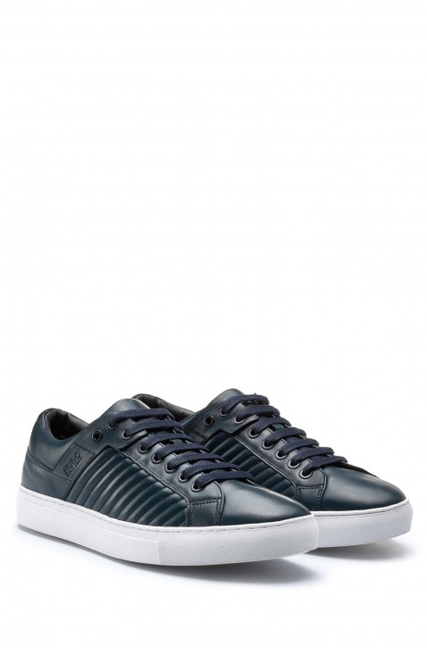 HUGO Sneakers Futurism_Tenn_namt aus Leder mit Matelassé-Muster schwarz 45