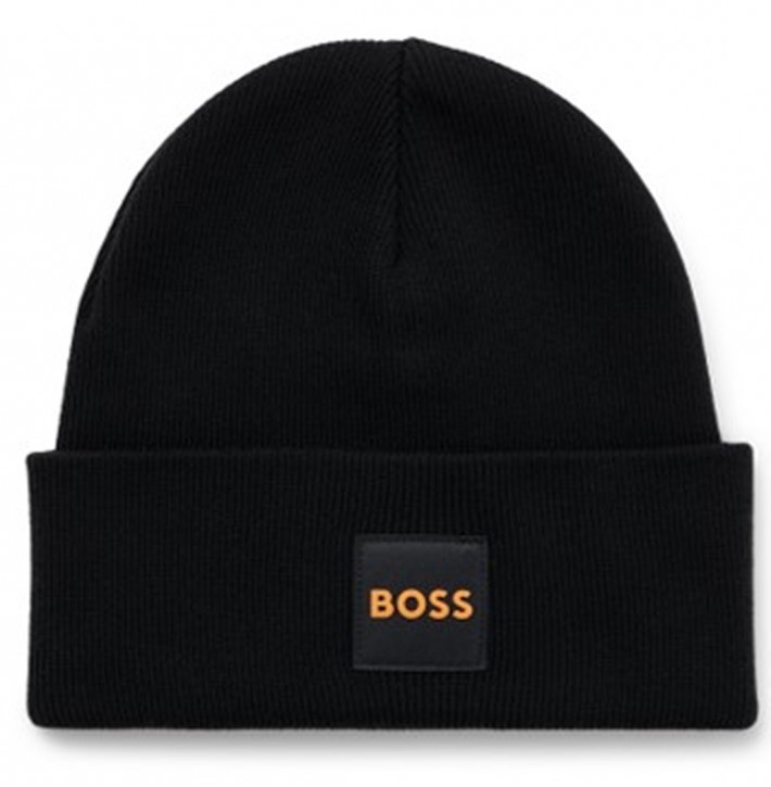 Boss Zweilagige Mütze mit Logo-Aufnäher Fantastico_Hat schwarz 001