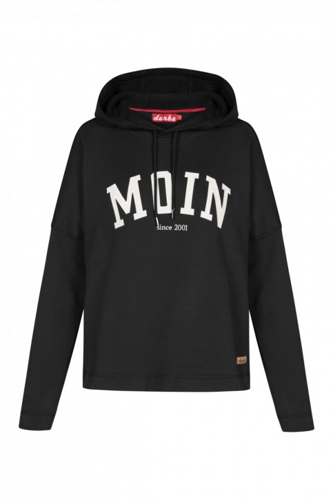 DERBE Damen Kapuzensweatshirt Favorite Hoody mit MOIN Logo schwarz M