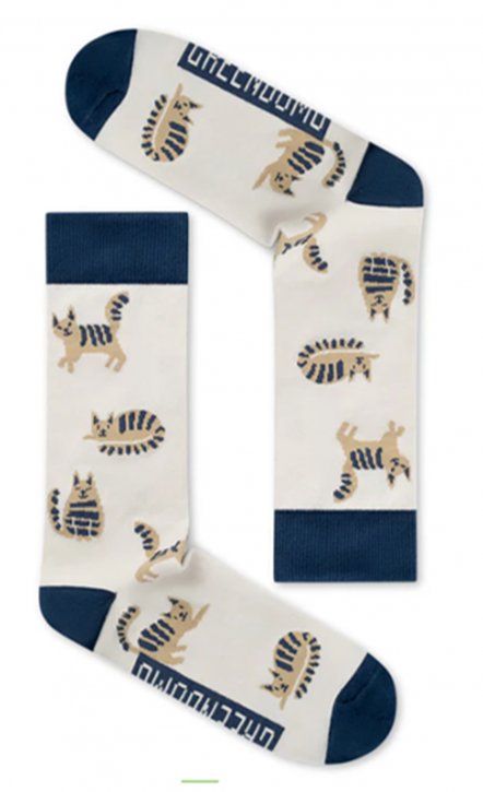 Greenbomb Cats Socks white & Blue Grössen 41-46