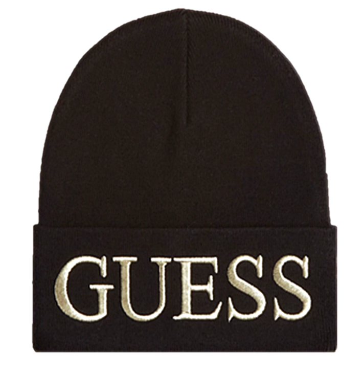 GUESS Mütze mit Logostickerei schwarz mit Schriftzug in gold