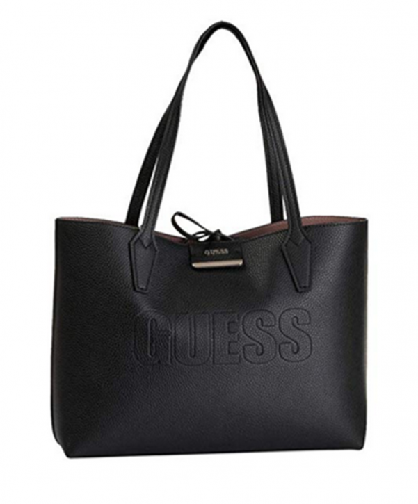 GUESS Damen Shopper Tasche BOBBI Tote, Mehrfarbig (black-rosewood), 12.5x27x42.5 cm