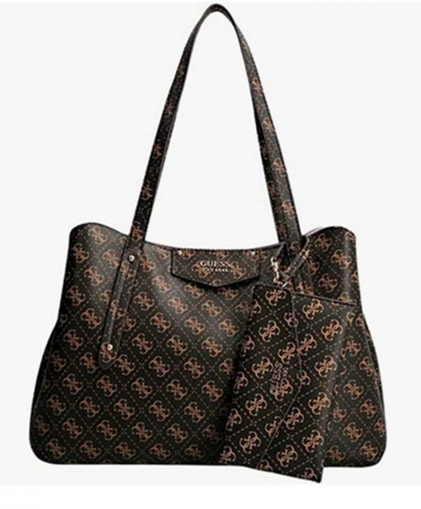 Guess Damen Eco Brenton Girlfriend Umhängetasche, Einheitsgröß Farbe brown logo