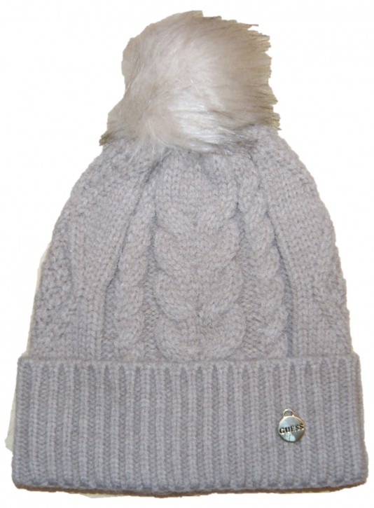 Guess Damen Bommelmütze Hellgrau Aw9034pol01, hellgrau