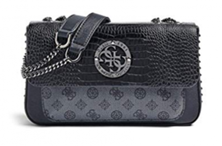 GUESS Damen Convertible Flap Magnolia Wendbare Crossbody-Tasche mit Klappverschluss schwarz