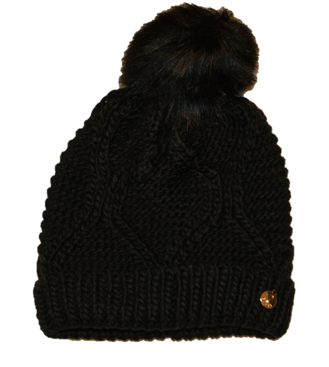 GUESS Damen Strickmütze AW6801WOL01 mit Bommel Farbe schwarz