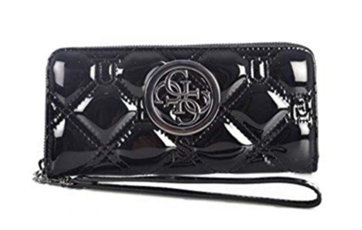 GUESS Damen Shopper OPEN ROAD Tote, Schwarz Lack , 12x27x40 CM