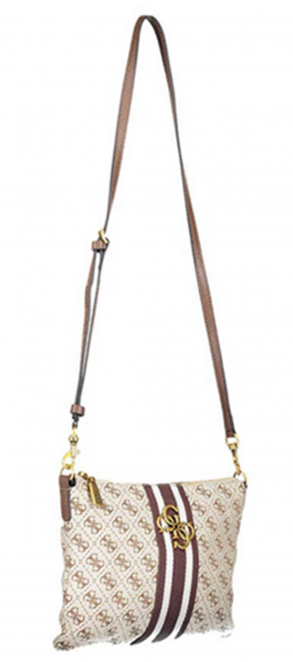 GUESS Damen Umhängetasche GUESS VINTAGE mit all over Guess logo brown