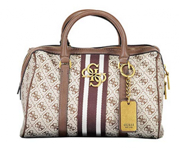 GUESS Damen Umhängetasche GUESS VINTAGE mit all over Guess logo brown